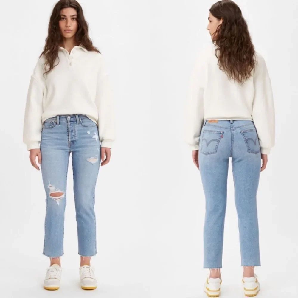 LEVI'S Wedgie Straight Jean Distress Button Fly Womens 31